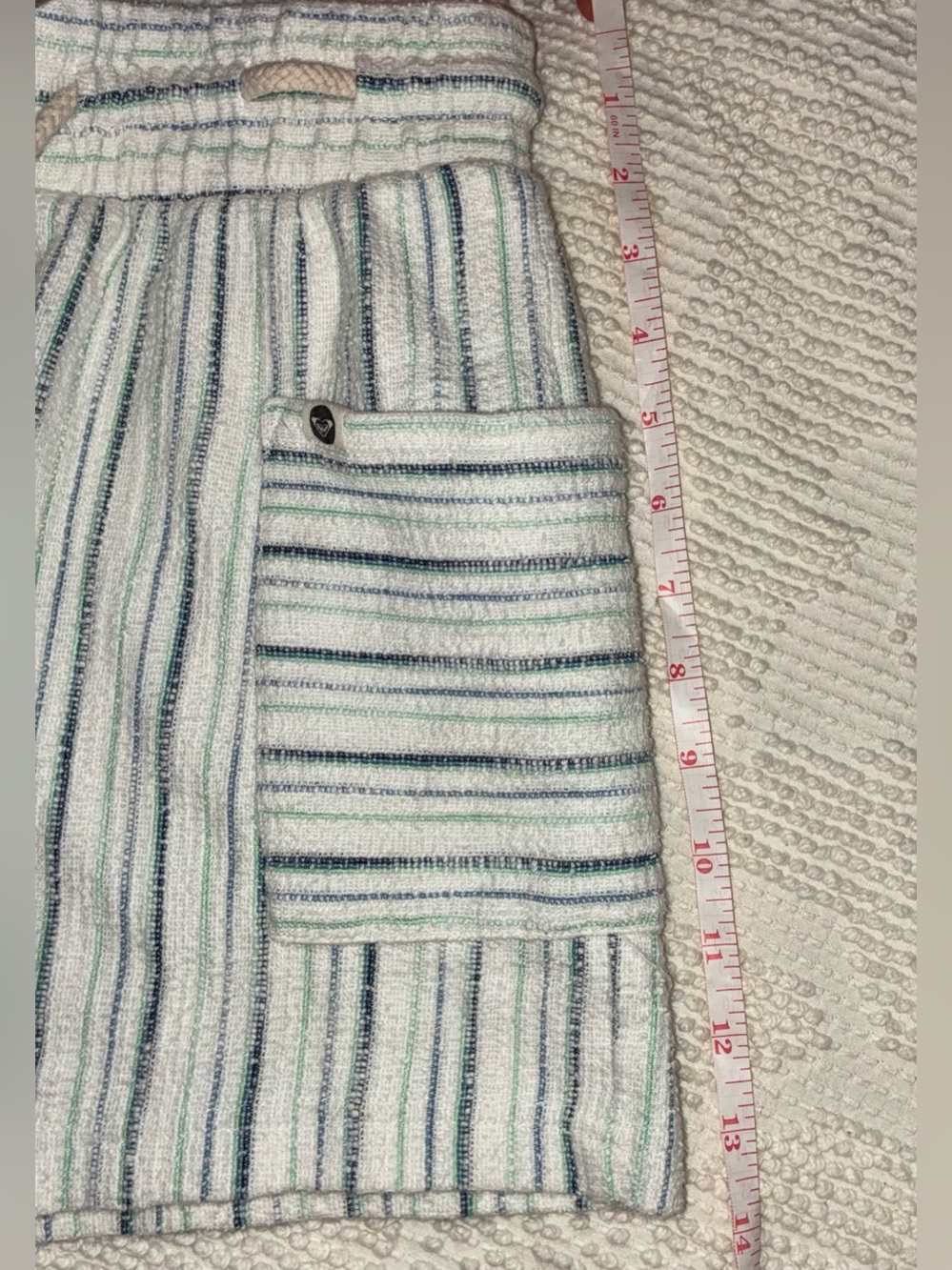 EUC Roxy High Rise Striped Size Medium Linen Blend Shorts Beach Coastal Summer - Picture 8 of 13